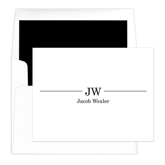 Executive Initials Folded Note Cards - Raised Ink